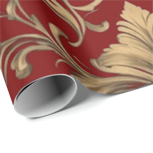 Elegante gouden  Damask Cadeaupapier (Rol Hoek)