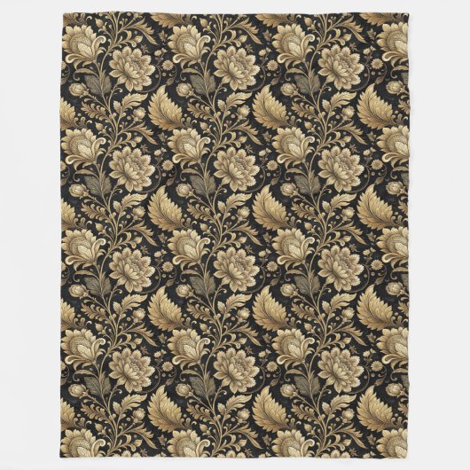 Elegante gouden Damask Deken in Barokke Zwarte Sti (Voorkant)