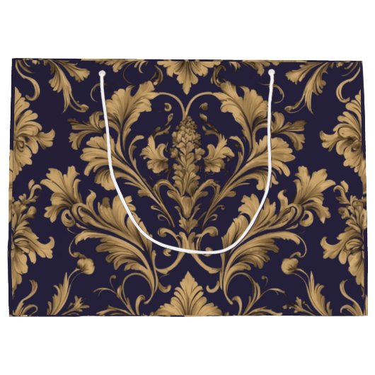 Elegante gouden  Damask Gift Bag Groot Cadeauzakje (Achterkant)