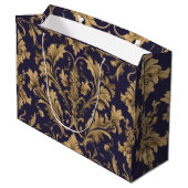 Elegante gouden  Damask Gift Bag Groot Cadeauzakje (Achterkant Gekanteld)