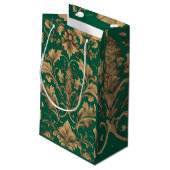 Elegante gouden  Damask Gift Bag Klein Cadeauzakje (Achterkant Gekanteld)