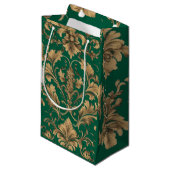 Elegante gouden  Damask Gift Bag Klein Cadeauzakje (Voorkant Gekanteld)