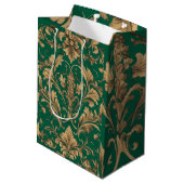Elegante gouden  Damask Medium Cadeauzakje (Achterkant Gekanteld)