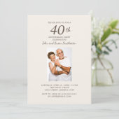 Elegante gouden damast 40e huwelijksjubileum foto kaart (Staand voorkant)