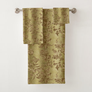 Elegante gouden damast badkamer bad handdoek