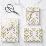 Elegante Gouden Damast Bloempatroon Bruiloft Inpakpapier Vel<br><div class="desc">Het geven van huwelijkscadeaus in een namaak gouden damast bloemmotief zorgt voor een geweldige presentatie. Ideaal voor pasgetrouwden,  bruidsfeesten,  bruiloften,  nieuwe huizen,  verlovingsfeesten en meer.</div>