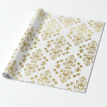 Elegante Gouden Damast Bloempatroon Huwelijksverpa Cadeaupapier<br><div class="desc">Huwelijkscadeaus geven in een namaak gouden damast bloempatroon zorgt voor een geweldige presentatie.  Ideaal voor pasgetrouwden,  bruidsfeesten,  huwelijksfeesten,  nieuwe huizen,  verlovingsfeesten en meer.</div>