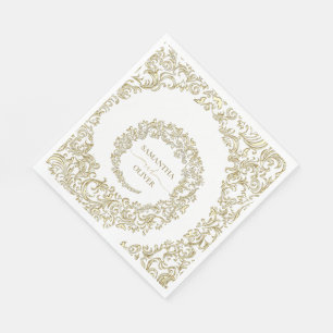 Elegante gouden damast bruiloft servet