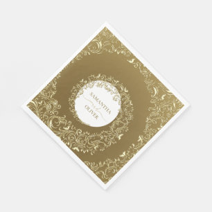 Elegante gouden damast bruiloft servet
