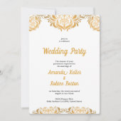 Elegante gouden damast bruiloft uitnodiging (Voorkant)