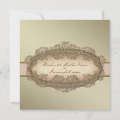 Elegante gouden damast fijne bruiloft uitnodiginge kaart (Achterkant)