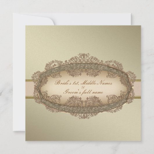 Elegante gouden damast fijne bruiloft uitnodiginge kaart (Achterkant)