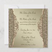 Elegante gouden damast fijne bruiloft uitnodiginge kaart (Voorkant)