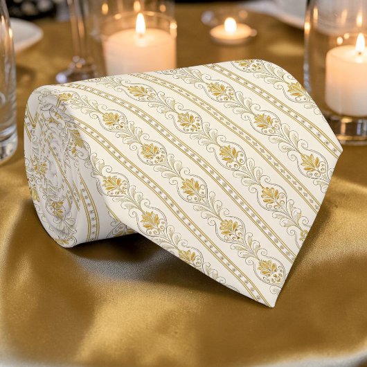 Elegante Gouden Damast Gepersonaliseerde Das