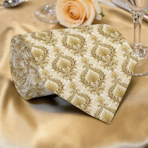 Elegante Gouden Damast Heren Das Op Maat