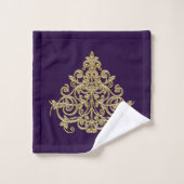 Elegante  gouden damast Paarse Bad Handdoek (Wasdoekje)