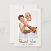 Elegante gouden damast roomkleurige huwelijksverja bedankkaart (Voorkant)