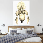 Elegante Gouden Damesorchidee Botanisch  Canvas Afdruk (Insitu (Slaapkamer))