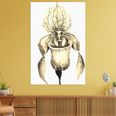 Elegante Gouden Damesorchidee Botanisch  Canvas Afdruk (Insitu (Woonkamer))