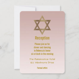 Elegante Gouden Davidster Bat Mitzvah-receptie Kaart