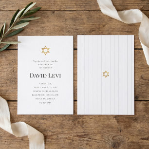 Elegante Gouden Davidster Minimalistische Bar Mitz Kaart