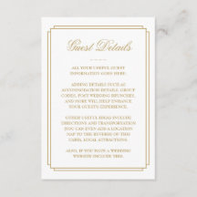 Elegante Gouden Deco Trouw Gastdetails
