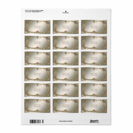 Elegante gouden decoratieve adreslabel etiket (Full Sheet)