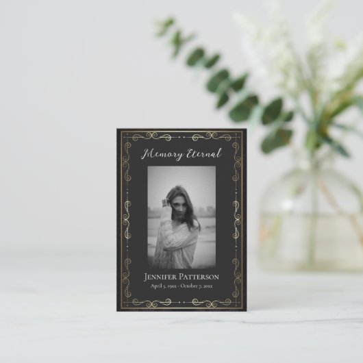 Elegante gouden decoratieve begrafenisgebed Kaart Plaatskaartje (Staand voorkant)