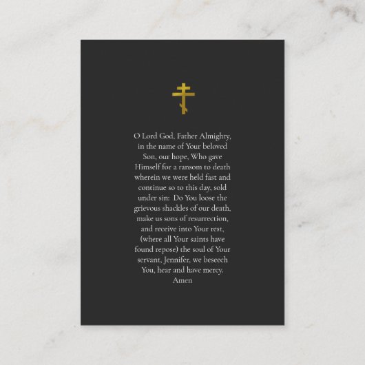 Elegante gouden decoratieve begrafenisgebed Kaart Plaatskaartje (Achterkant)