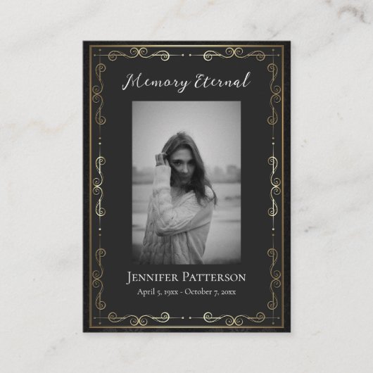 Elegante gouden decoratieve begrafenisgebed Kaart Plaatskaartje (Voorkant)