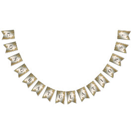 Elegante gouden decoratieve bloemen Bunting Vlag Vlaggetjes