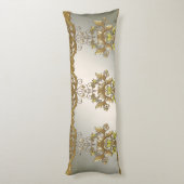 Elegante gouden decoratieve bloemen lichaam kussen (Achterkant (Verticaal))