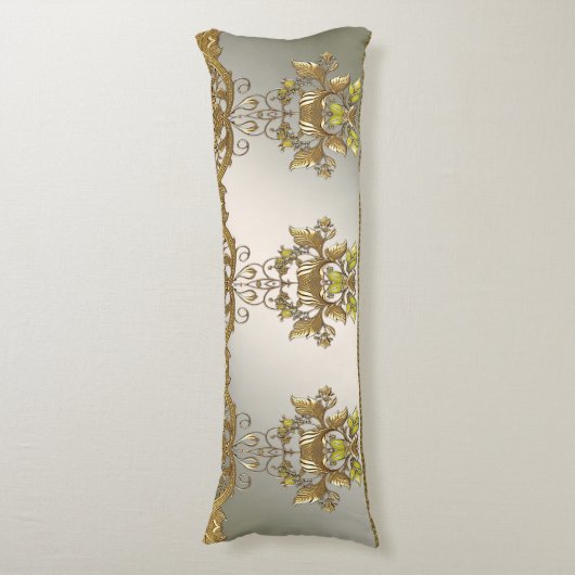 Elegante gouden decoratieve bloemen lichaam kussen (Voorkant Verticaal)