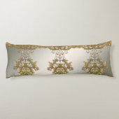 Elegante gouden decoratieve bloemen lichaam kussen (Achterkant)