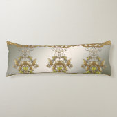 Elegante gouden decoratieve bloemen lichaam kussen (Voorkant)