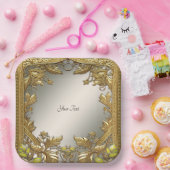 Elegante gouden decoratieve bloemen papieren bord (Feest)