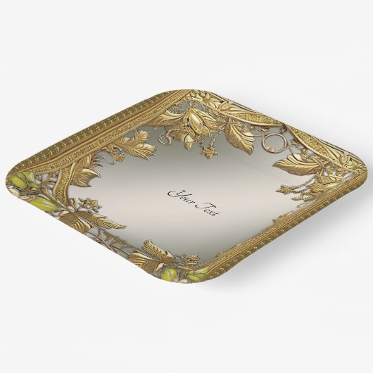 Elegante gouden decoratieve bloemen papieren bord (Gebogen)