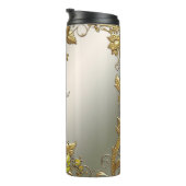 Elegante Gouden Decoratieve Bloemen Thermische Tum Thermosbeker (Geroteerd rechts)