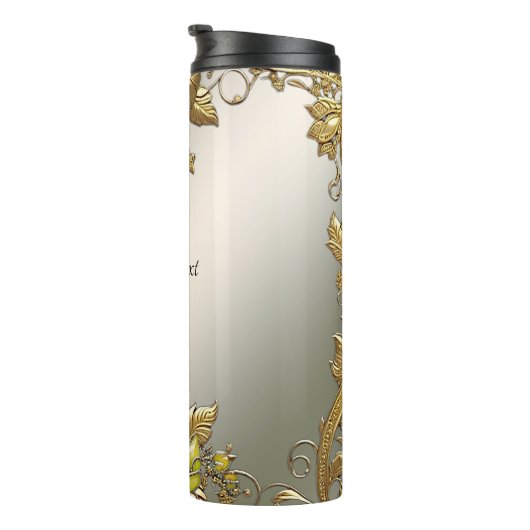 Elegante Gouden Decoratieve Bloemen Thermische Tum Thermosbeker