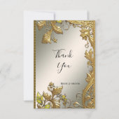 Elegante gouden decoratieve bloemenbedankkaart bedankkaart (Voorkant)