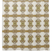 Elegante gouden decoratieve bloemendouchegordijn douchegordijn (Voorkant)