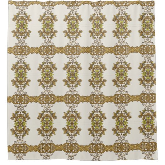 Elegante gouden decoratieve bloemendouchegordijn douchegordijn (Voorkant)