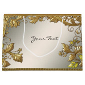 Elegante gouden decoratieve bloemengeschenkzak groot cadeauzakje (Voorkant)