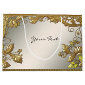 Elegante gouden decoratieve bloemengeschenkzak groot cadeauzakje (Achterkant)