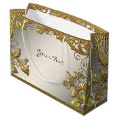 Elegante gouden decoratieve bloemengeschenkzak groot cadeauzakje (Achterkant Gekanteld)