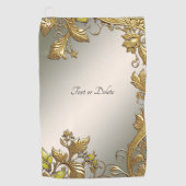 Elegante gouden decoratieve bloemengolfhanddoek golfhanddoek (Voorkant)