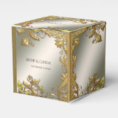 Elegante gouden decoratieve bloemengunstbox bedankdoosjes (Voorkant Zijde)