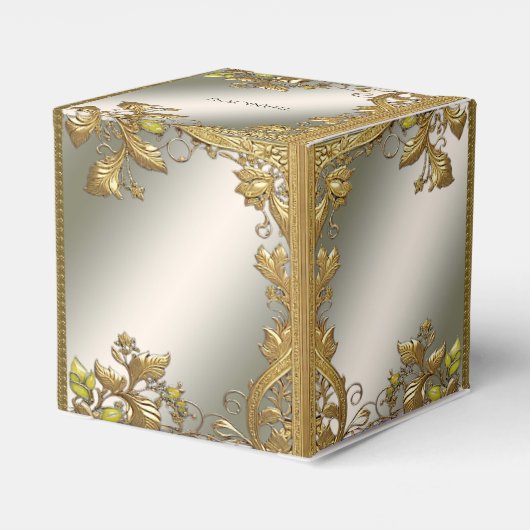 Elegante gouden decoratieve bloemengunstbox bedankdoosjes (Achterkant)