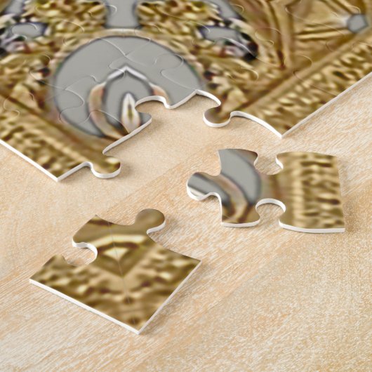 Elegante gouden decoratieve bloemenlegpuzzel legpuzzel (Zijkant)