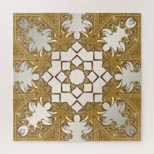 Elegante gouden decoratieve bloemenlegpuzzel legpuzzel (Verticaal)